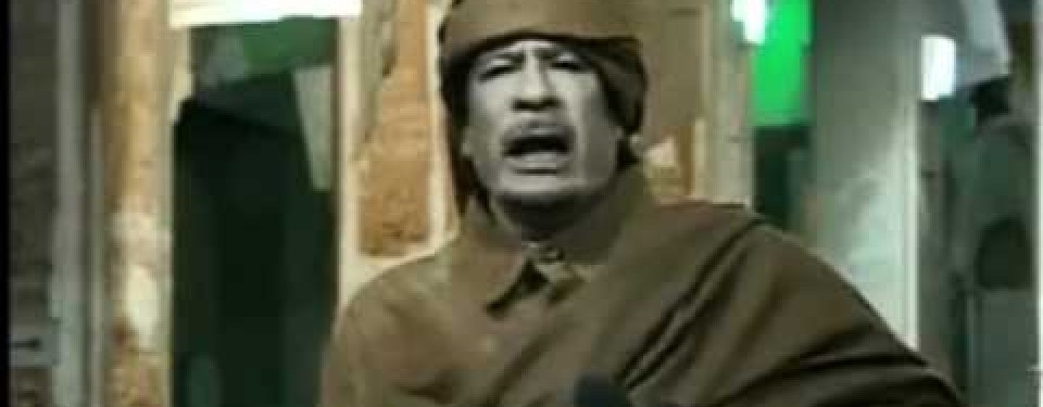 Pemimpin Libya Muammar Qadafi saat berpidato di televisi pemerintah