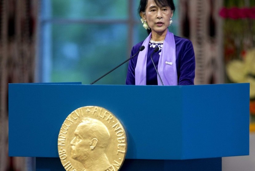 Pemimpin oposisi Myanmar Aung San Suu Kyi.