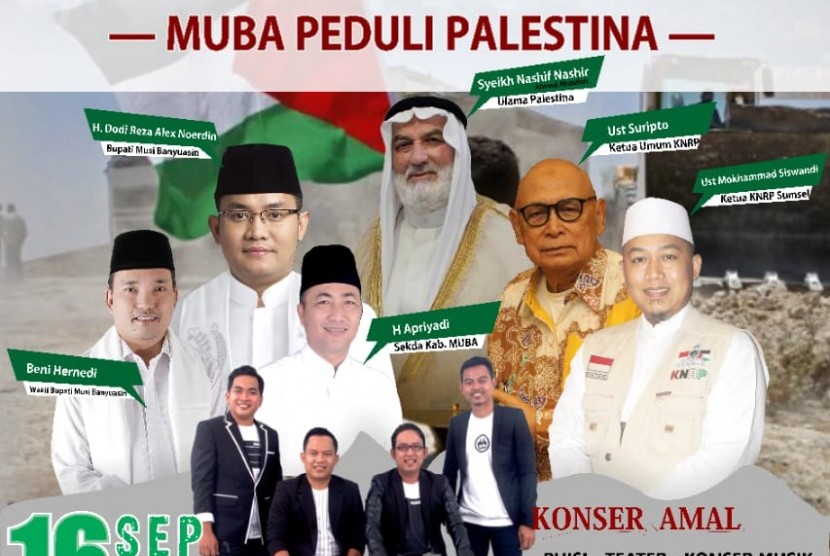Pemkab Muba akan menggelar konser peduli Palestina pada 16 September 2019.