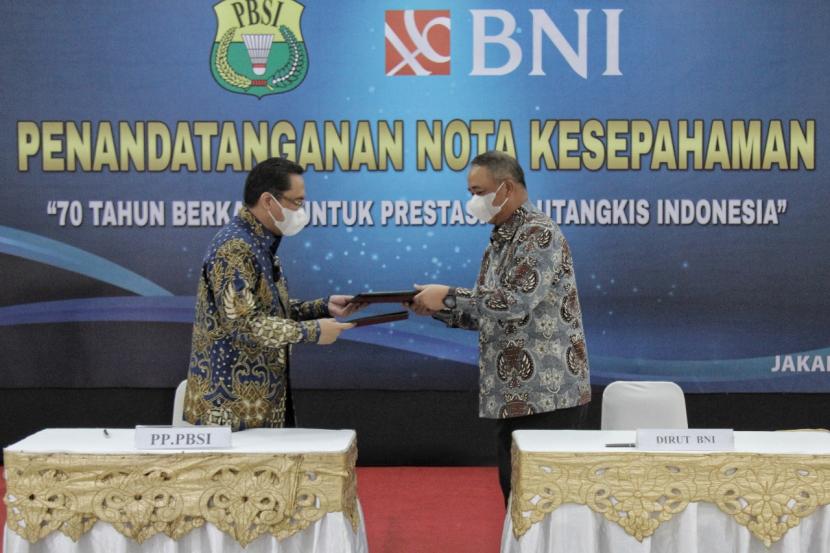 Penandatanganan Nota Kesepahaman antara BNI dengan Pengurus Pusat Persatuan Bulu Tangkis Seluruh Indonesia (PP PBSI). 