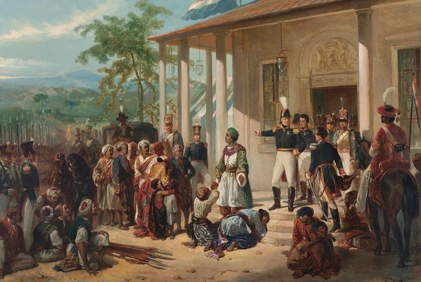 Salah satu karya paling fenomenal Raden Saleh, lukisan 'Penangkapan Pangeran Diponegoro'. Lukisan yang dibuat pada 1857 itu dihadiahi Raden Saleh kepada Raja Belanda William III.
