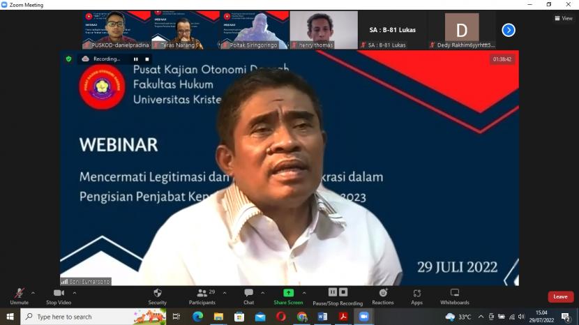 Pendiri Pusat Kajian Otonomi Daerah Fakultas Hukum Universitas Kristen Indonesia (PUSKOD FH UKI) DR. Teras Narang 