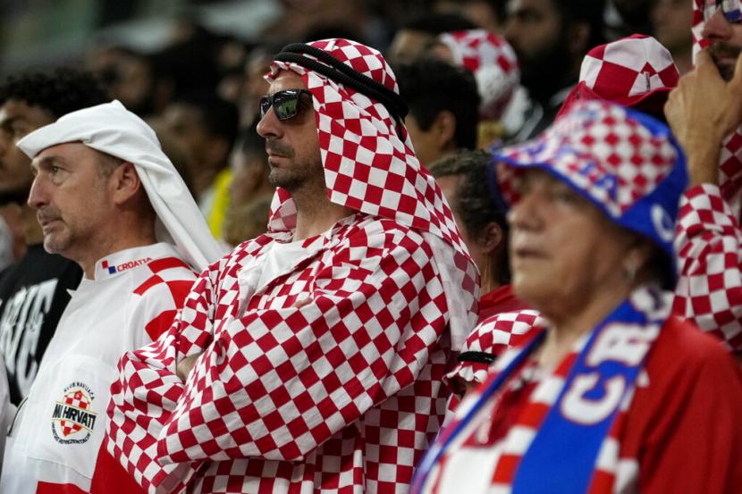 Harapan suporter Kroasia terhadap timnasnya tinggi sebelum disingkirkan Argentina. Ilustrasi.