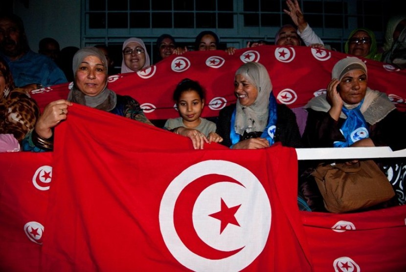Pendukung Partai Ennahda Tunisia