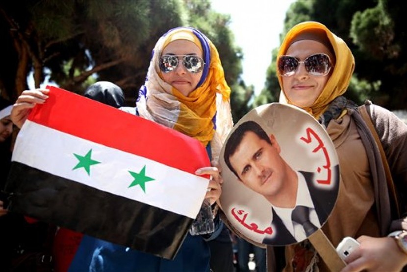 Pendukung presiden Suriah, Bashar Al-Assad.