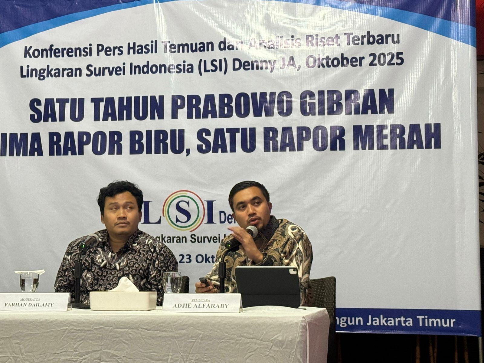 Setahun Pemerintah Prabowo, Survei LSI Denny JA: Lima Rapor Biru, Satu Merah