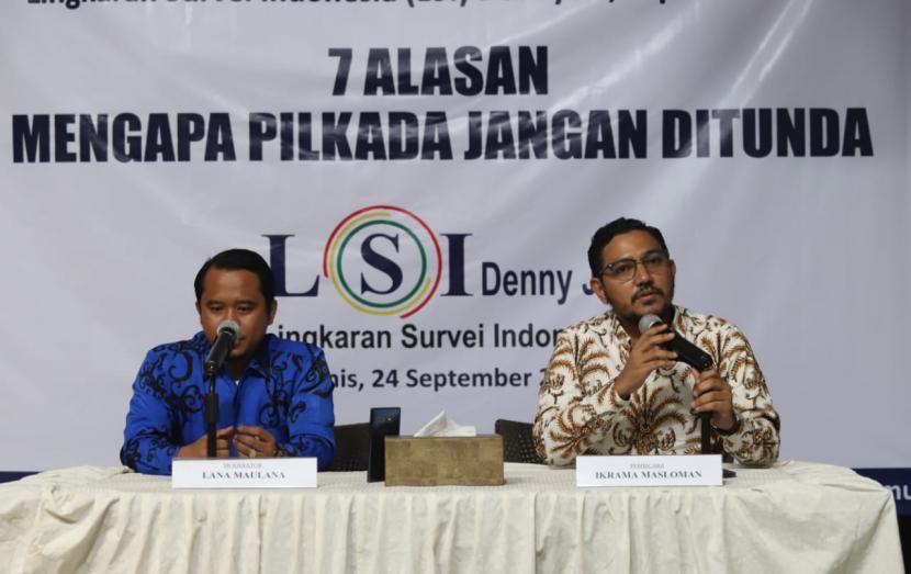 Peneliti LSI Denny JA, Ikrama Masloman memaparkan alasan agar pilkada tidak ditunda.