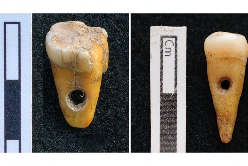 Peneliti menemukan perhiasan dari gigi pada penggalian di kota Neolitikum Çatalhöyü, Turki.