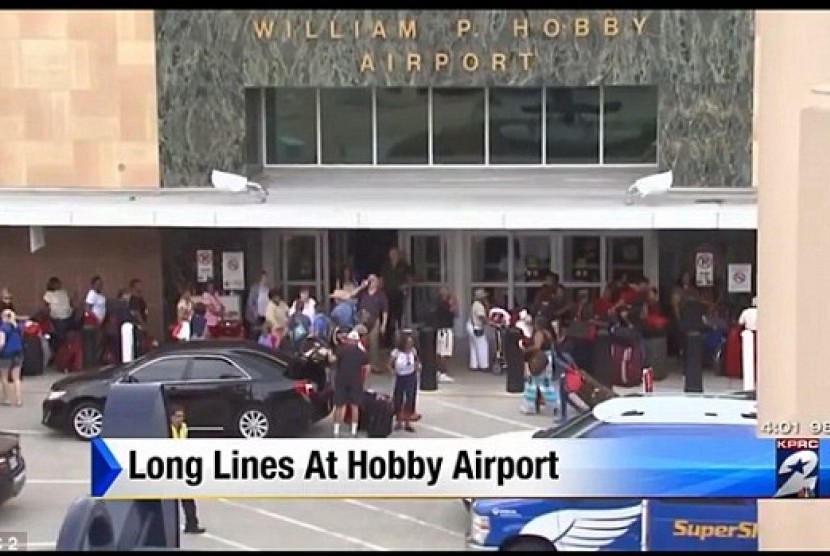 Penerbangan di William P Hobby Airport. Wisatawan panik dan gelisah