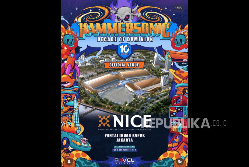 Pengumuman lokasi resmi Hammersonic: Decade of Dominion di NICE, Pantai Indah Kapuk (PIK), Jakarta.
