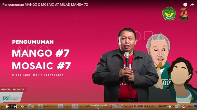 Pengumuman pemenang kompetisi Mango dan Mosaic MAN 1 Yogyakarta yang dilakukan secara daring.