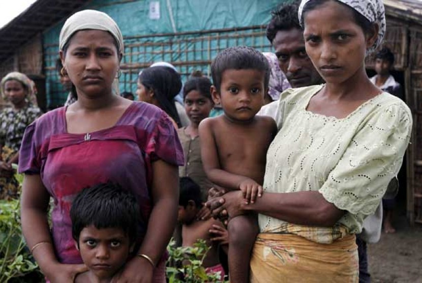 Pengungsi etnis Rohingya di Sittwe, Negara Bagian Rakhine, Myanmar.