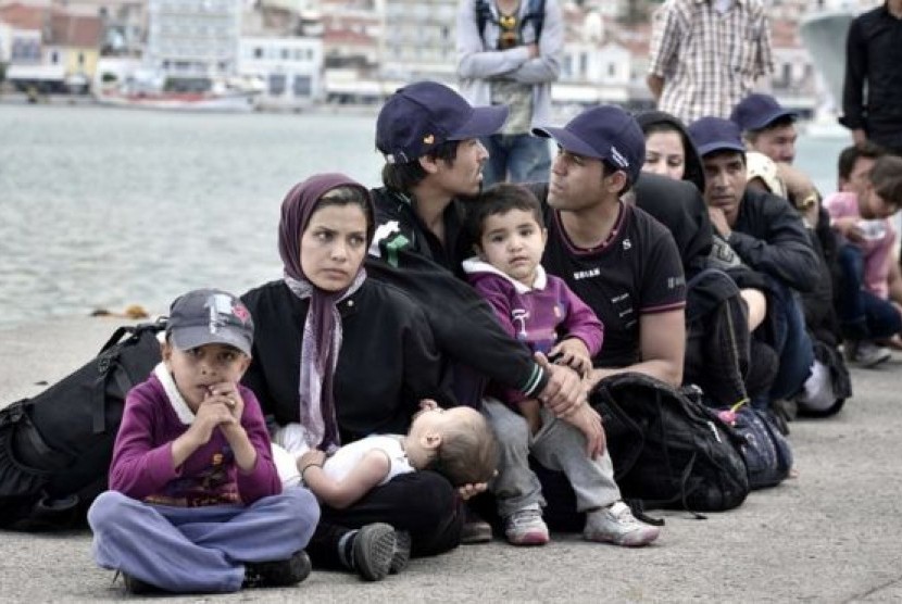 Pengungsi Suriah di Pulau Lesbos, Yunani.