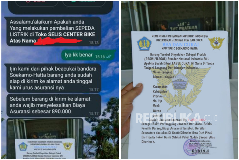 Penipuan mengatasnamakan bea cukai.