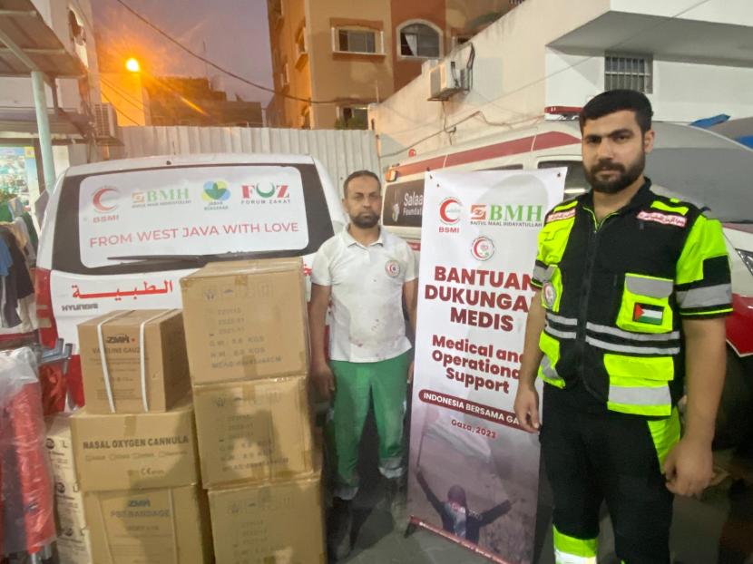 Penyaluran bantuan tahap ke-3 BSMI ke dua rumah sakit di jalur Gaza, Senin (30/11/2023)