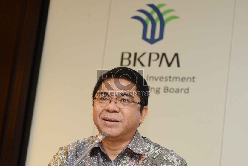 Kepala BKPM Franky Sibarani menggelar konferensi pers, Jakarta, Selasa (7/4). 