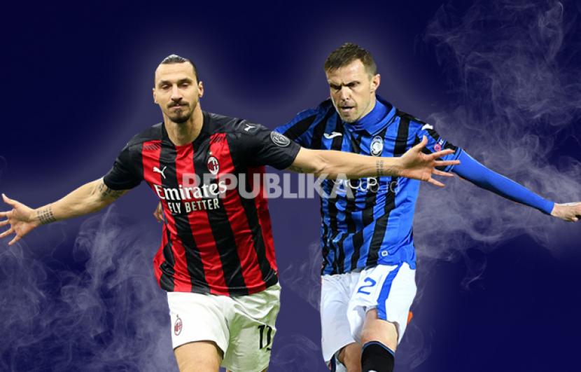 Penyerang AC Milan Zlatan Ibrahimovic (kiri) akan beradu ketajaman dengan penyerang Atalanta Josip Ilicic dalam pertandingan Seria A Liga Italia, Ahad (24/1) dini hari WIB.
