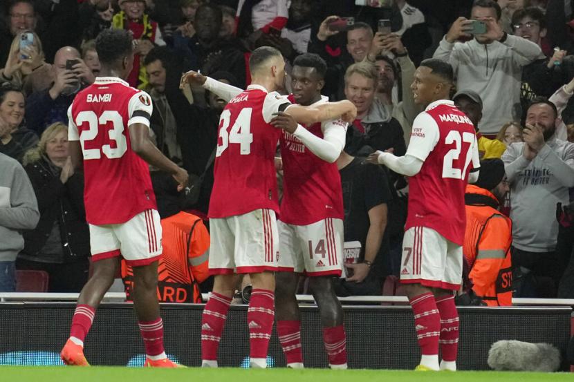 Penyerang Arsenal, Eddie Nketiah mencetak gol ke gawang Bodo/Glimt laga Liga Europa, Jumat (7/10/2022) dini hari WIB.