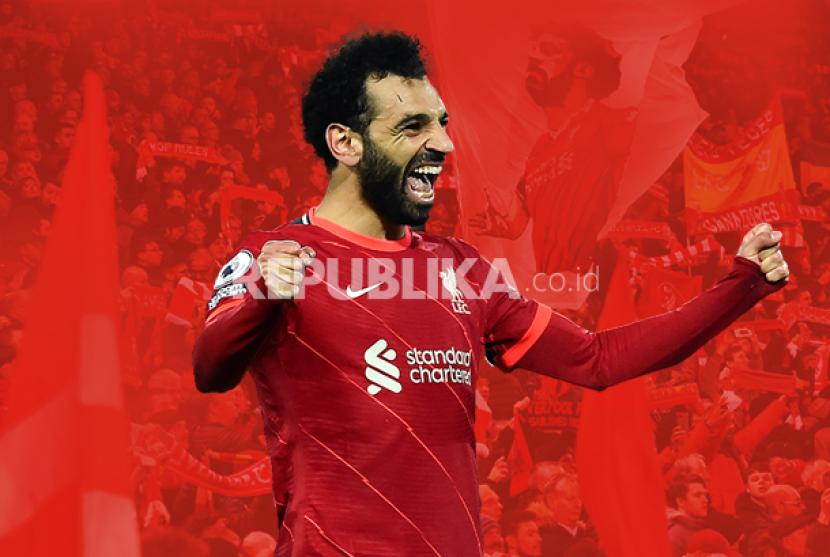 Penyerang Liverpool, Mohamed Salah. Mohamed Salah dan Liverpool belum menemukan kata sepakat melanjutkan kerja sama pada musim 2022/2023.