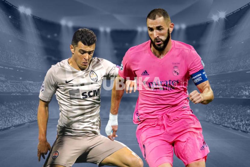 Penyerang Shakhtar Donetsk Junior Moraes (kiri) dan penyerang Real Madrid Karim Benzema akan beradu ketajaman pada pertandingan Liga Champions, Rabu (2/12).
