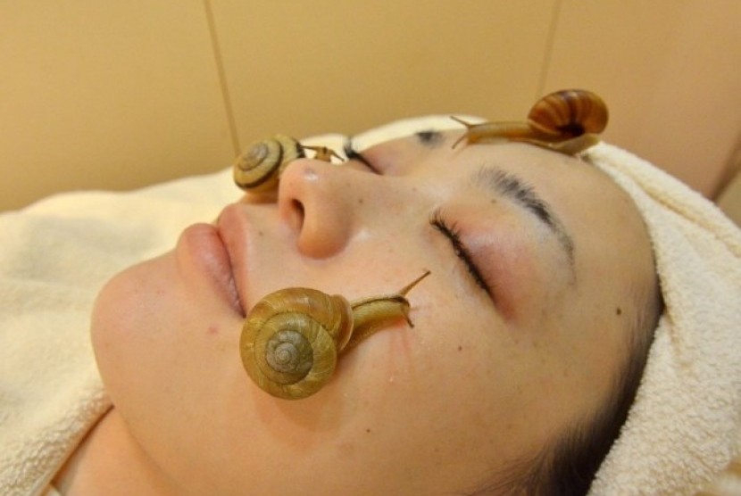 Perawatan wajah dengan menggunakan siput di Jepang