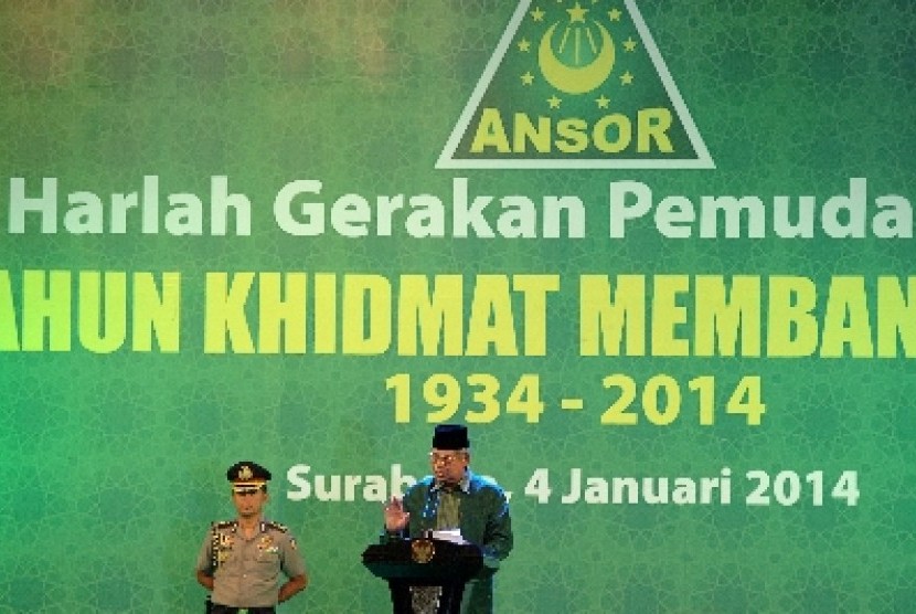 Perayaan hari lahir Gerakan Pemuda Ansor (GP Ansor) ke-80 di Surabaya, Sabtu (4/1) malam WIB.