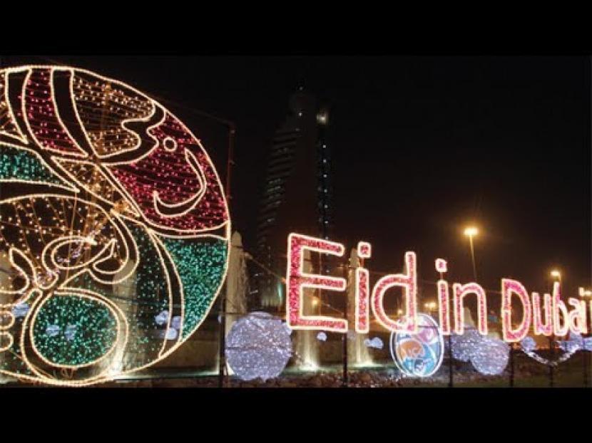 Perayaan Idul Fitri di Dubai, Uni Emirat Arab.