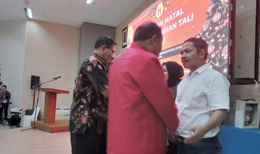 Perayaan Natal pengurusnDPP PA GMNI di Gedung TVRI, Jakarta Pusat, Selasa (30/1/2024).