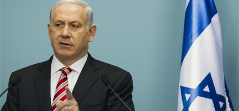 Perdana Menteri Israel Benjamin Netanyahu saat menggelar jumpa pers terkait dengan penyerangan Kedutaan Besar Israel di Kairo, Mesir, Sabtu (10/9).