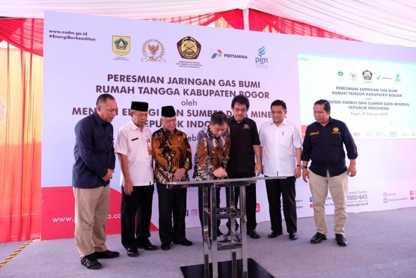 Peresmian jaringan gas di Kabupaten Bogor oleh Menteri ESDM, Rabu (27/2).