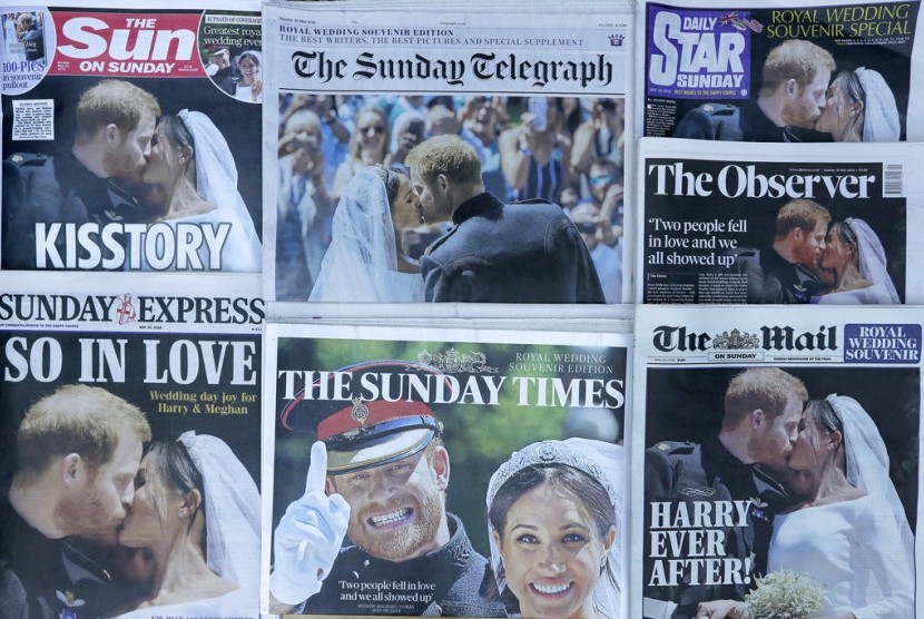 Perkawinan Pangeran Harry dan Meghan Markle menjadi berita utama media di Inggris.