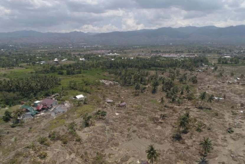 Permukiman di Kelurahan Petobo, Kota Palu, Sulawesi Tengah, yang ditelan bumi akibat gempa.