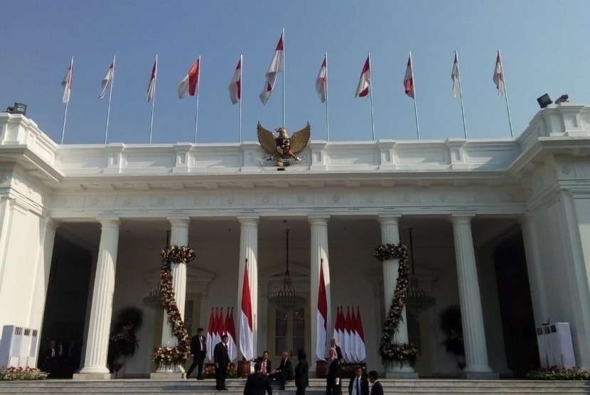 Persiapan foto para menteri Kabinet Kerja 2  Jokowi-Maruf 