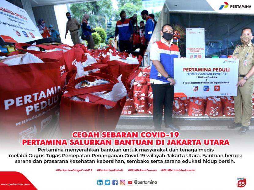 Pertamina kembali mendistribusikan bantuan sebanyak 1.800 paket sembako, bagi masyarakat DKI Jakarta yang terdampak secara ekonomi akibat Covid-19.