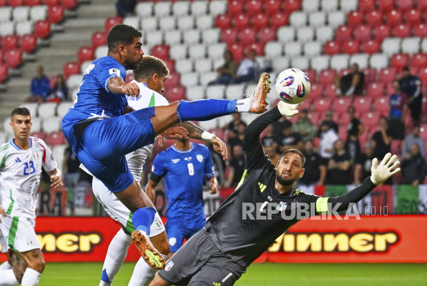 Pertandingan kualifikasi Piala Dunia 2026 antara Timnas Italia melawan Timnas Israel di Nagyerdey Stadium, Hongaria, Selasa (8/9/2025).