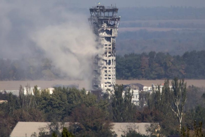Pertempuran di Bandara Donetsk, Ukraina.