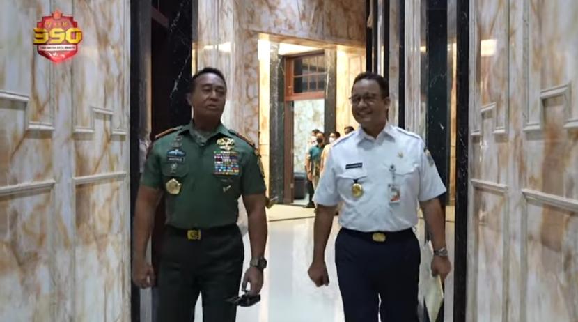 Pertemuan Panglima TNI Jenderal Andika Perkasa dengan Gubernur DKI Anies Rasyid Baswedan.