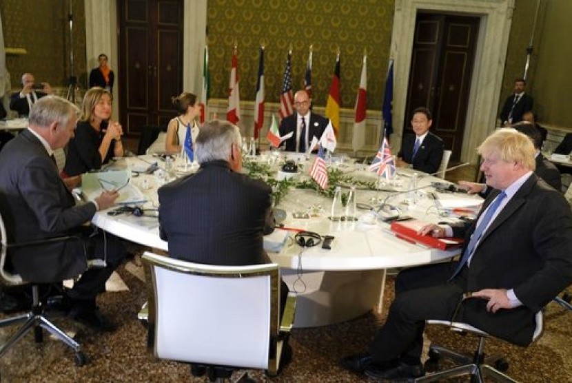 Pertemuan para Menteri Luar Negeri Kelompok G7 di Lucca, Italia, Selasa, 11 April 2017.