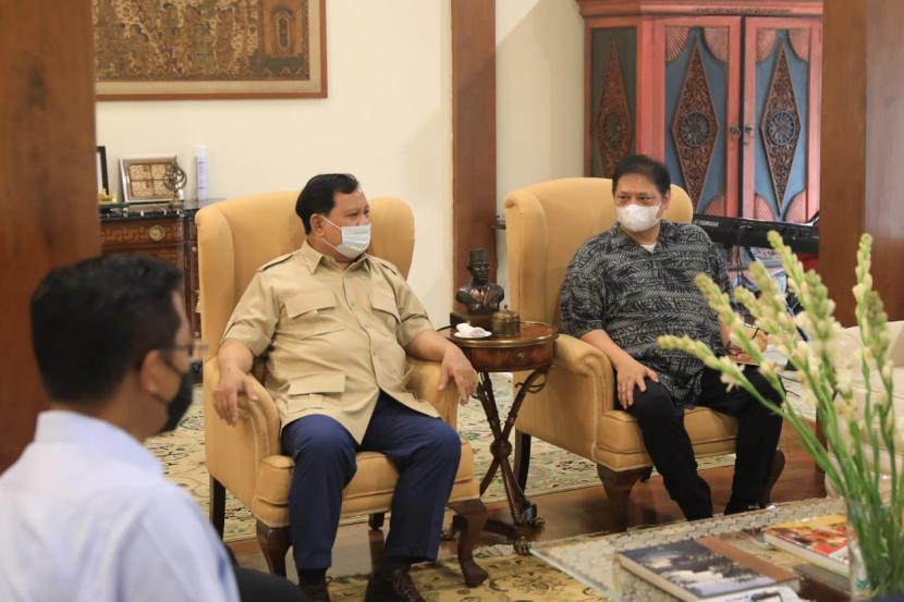 Pertemuan Prabowo dan Airlangga di Hambalang.