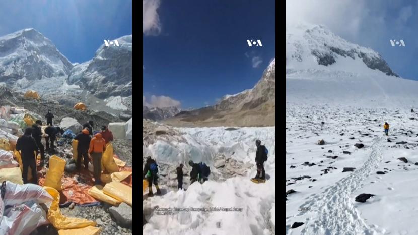 Perubahan Iklim menipiskan es dan salju di gunung tertinggi di dunia, Gunung Everest.