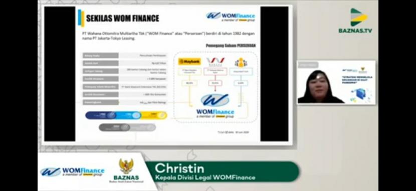 Perusahaan yang bergerak dalam bidang usaha pembiayaan konsumen, PT Wahana Ottomitra Multiarta Tbk (“WOM Finance”) menggandeng Badan Amil Zakat Nasional (BAZNAS) untuk menyelenggarakan webinar Program Literasi Keuangan bagi 300 pengusaha mikro dan penerima manfaat program ekonomi BAZNAS. Mengambil tema “Bijak Mengelola Uang dan Cerdas Berinvestasi Menuju Kebebasan Finansial” kegiatan webinar ini dilaksanakan enam kali  dimulai pada 17 September hingga akhir Oktober 2020 di 6 (enam) kota.