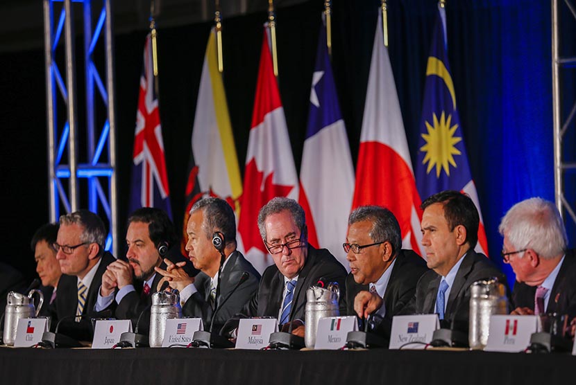 Perwakilan 12 negara yang terlibat dalam Trans Pacific Partnership (TPP).