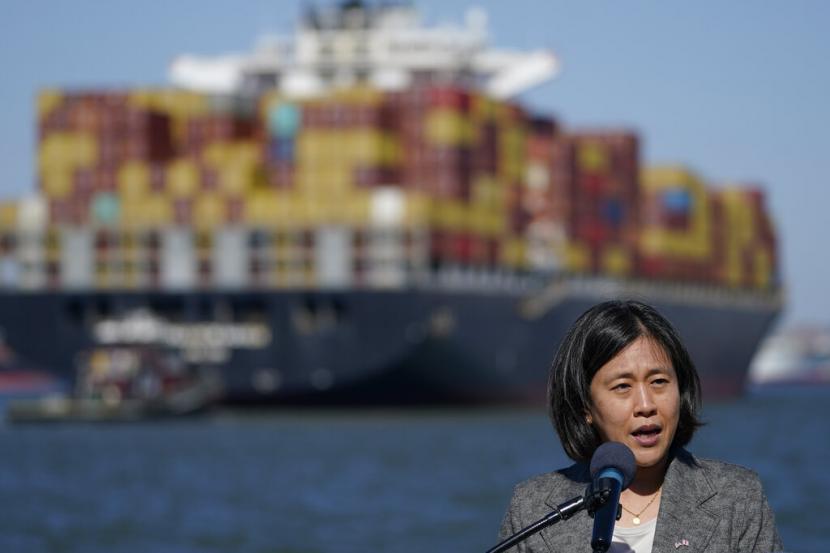 Perwakilan Dagang Amerika Serikat (AS), Katherine Tai. Tai mengatakan pada  Kamis (31/3/2022) belum memutuskan apakah Taiwan akan bergabung dengan Kerangka Ekonomi Indo-Pasifik (IPEF). 