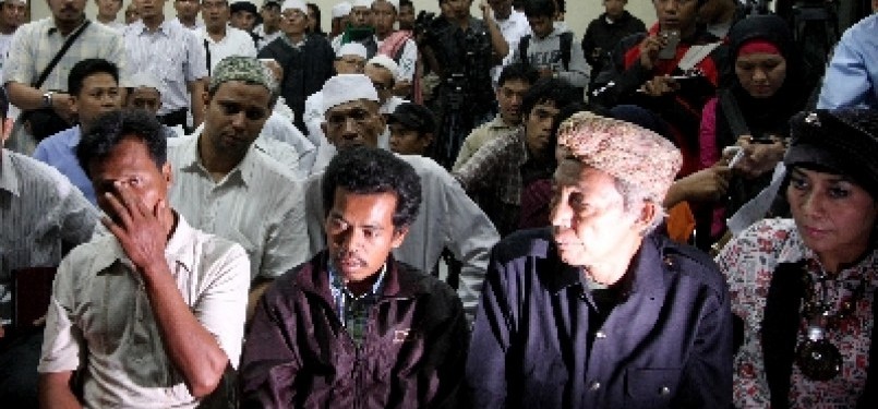 Perwakilan warga Mesuji melakukan audensi dan melapor ke Komnas HAM mengenai pelanggaran HAM di Jakarta, Kamis (15/12). Warga Mesuji membeberkan kasus sengketa lahan yang berujung pada penggusuran dan pembantaian warga pada November lalu.
