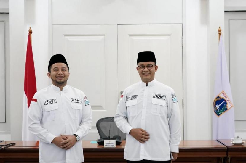 Pesan Anies Baswedan ke Dai HDMI di Momentum Sumpah Pemuda. Foto: Ketua Umum HDMI Habib Idrus Salim Aljufri (kiri) dan Gubernur DKI Jakarta Anies Baswedan (kanan). 