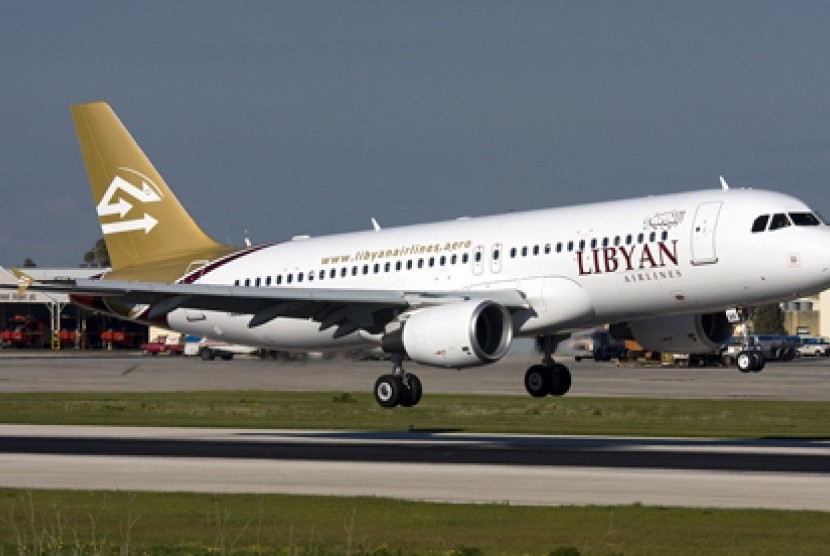 Pesawat Libyan Airlines. Ilustrasi