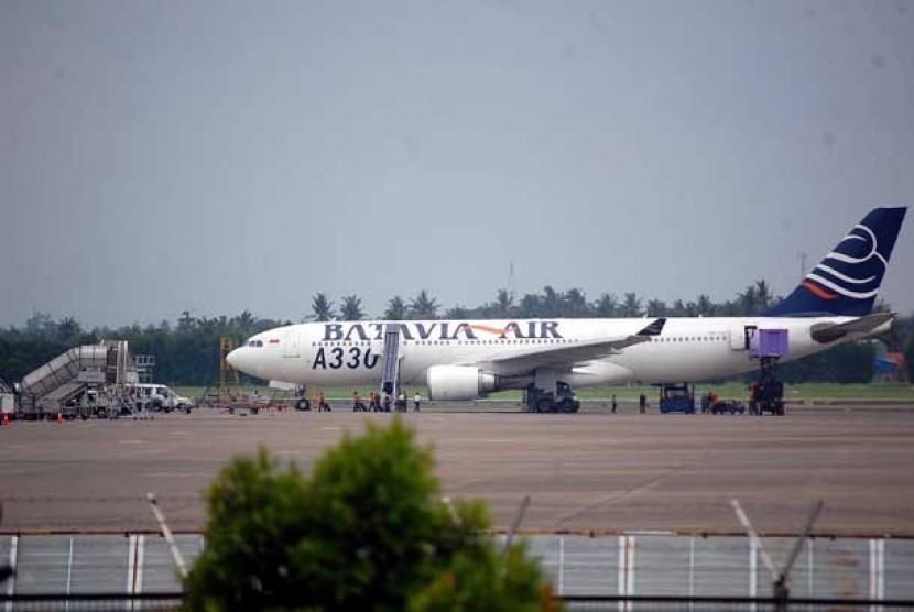 Pesawat maskapai Batavia Air di Bandara Soekarno Hatta, Tangerang, Banten.