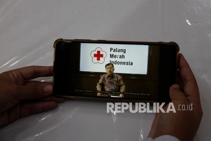 Pidato Ketua Umum Palang Merah Indonesia (PMI) M Jusuf Kalla secara daring (ilustrasi).