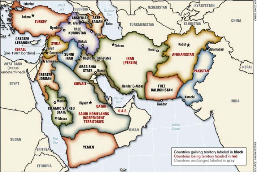 Peta Timur Tengah. Sejumlah negara Teluk menutup perbatasan untuk mencegah penularan varian baru Covid-19