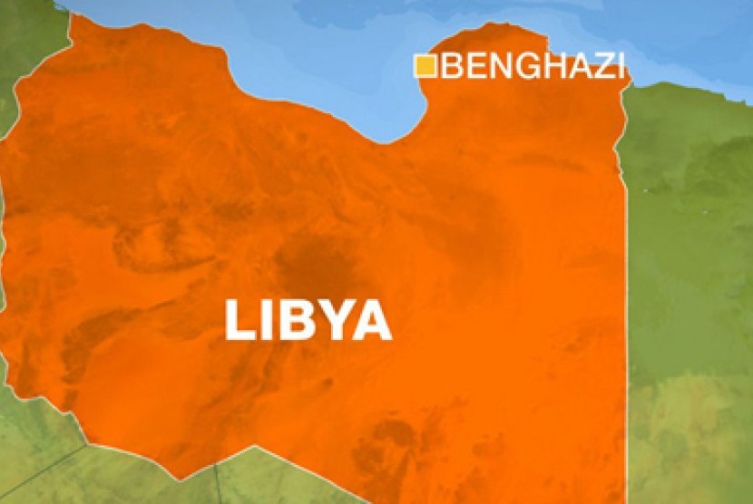 Peta Benghazi, Libya. 